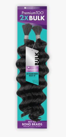 Sensationnel Premium Too 2X Ocean Wave Bulk 22" – soft, wavy bulk hair perfect for boho braids, goddess braids, twists & crochet protective styles.