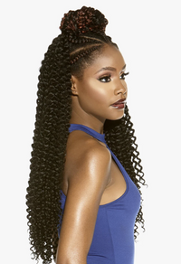 Thumbnail for Woman with styled hair in braids and curls on a white background