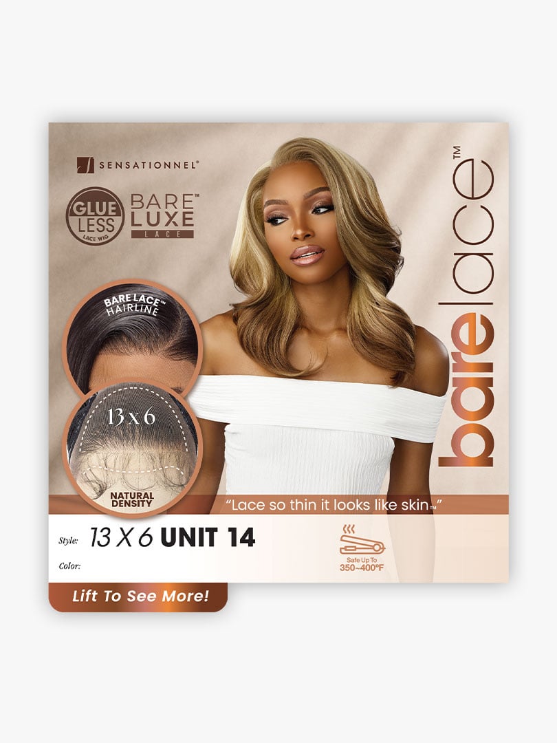 Package of Sensationnel Bare Luxe lace wig with a model on the front