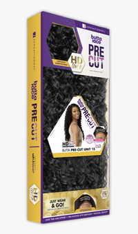 Thumbnail for Butta lace pre-cut hair extension packaging with purple and yellow design.