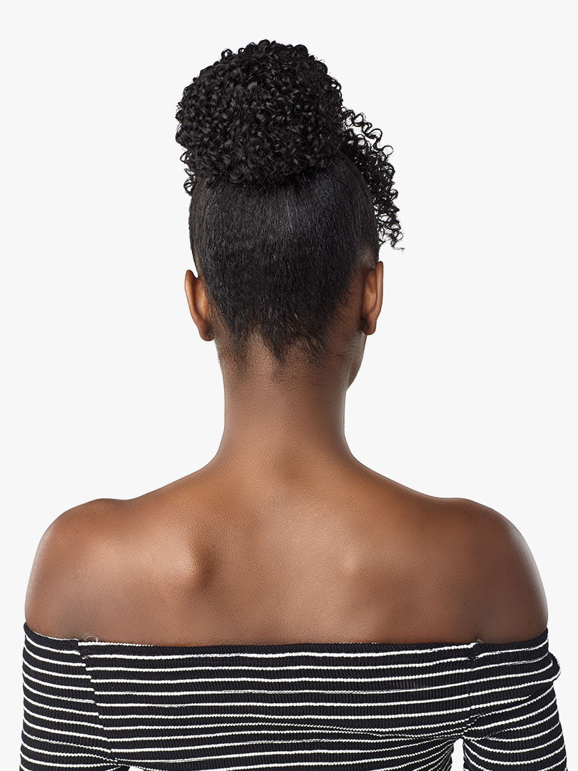 SENSATIONNEL DRAWSTRING PONYTAIL INSTANT BUN WITH BANG, BACKVIEW Sareya Beauty Supply store in Calgary Alberta Canada