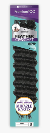 Thumbnail for Package of Feather Crochet hair extensions with visible branding on a teal background