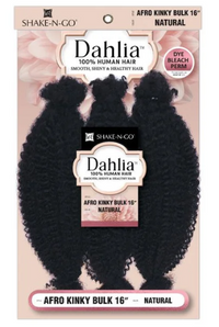 Thumbnail for Packaging of Dahlia Afro Kinky Bulk hair extensions with brand logo and product details.