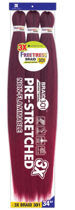 Packaged hair extensions with Freetress branding on a white background