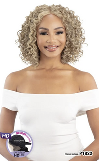 Thumbnail for Woman with styled hair wearing an off-shoulder white top on a white background