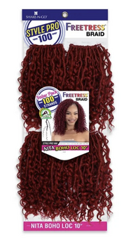 Thumbnail for Packaged hair product with red braided hair extensions and branding on a white background