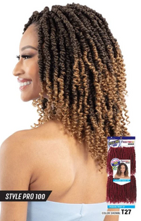 Thumbnail for Woman with styled hair and a package of hair extensions on a white background