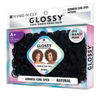 Thumbnail for Glossy Shake-N-Go hair product packaging with black hair extensions on a white background