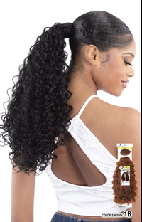Thumbnail for Woman with a ponytail and a hair extension package on a white background