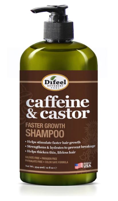 DIFEEL CAFFEINE & CASTOR SHAMPOO FOR FASTER HAIR GROWTH -12 OZ- FRONT