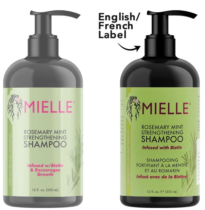 MIELLE ROSEMARY MINT STRENGTHENING SHAMPOO -12 OZ- FRENCH AND ENGLISH