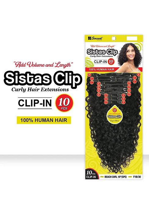 SENSUAL COLLECTION AFRO SENS SISTAS CLIP 10PCS - BEACH CURL- 14"