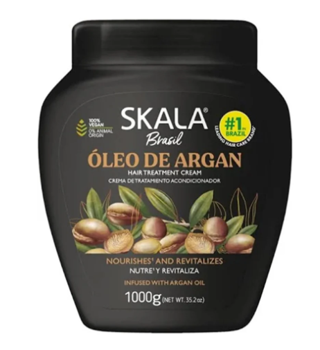 Skala Brasil Óleo de Argan hair treatment cream jar on a white background