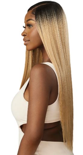 OUTRE VIRGIN SLEEK PRESSED  HD HAND - TIED LACE CLOSURE 18" 20" 22" + 4x4, SIDE VIEW BLONDE