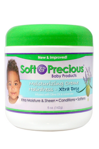 Thumbnail for A container of Soft & Precious Moisturizing Creme Hair Dress for extra dry hair, showing the product label with a green and purple color theme.