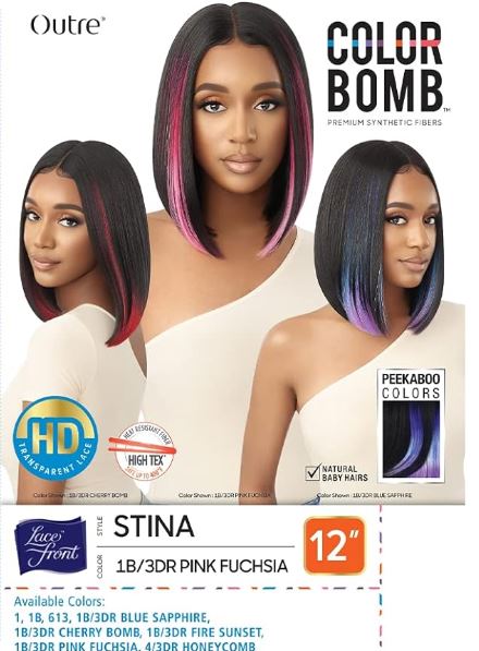 OUTRE COLOR BOMB SYNTHETIC HD LACE FRONT WIG - STINA, BOX LABEL