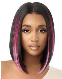 Thumbnail for OUTRE COLOR BOMB SYNTHETIC HD LACE FRONT WIG - STINA, FRONT VIEW PINK HIGHLIGHT