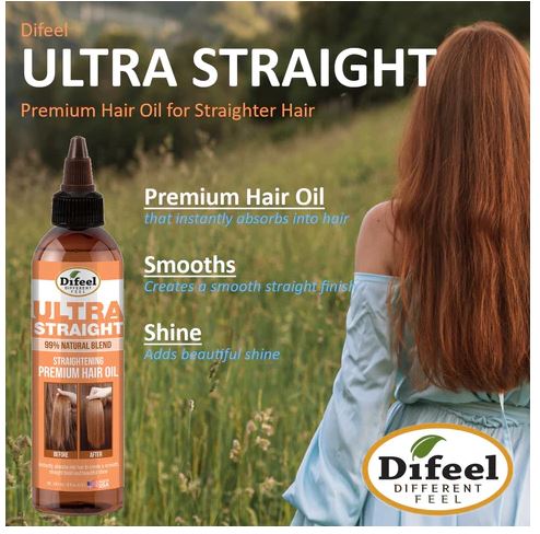 DIFEEL 99% NATURAL PREMIUM ULTRA STRAIGHT HAIR OIL - 8 OZ, SHINE