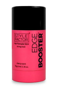 Thumbnail for A Style Factor Edge Booster Hair Pomade Stick in cherry scent, featuring a bright pink container with a black cap and black text.