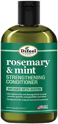 Thumbnail for Difeel Rosemary & Mint Strengthening Conditioner in a 16 oz green bottle with a black cap, on a white background.