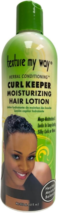 Thumbnail for Hair lotion bottle with a woman's face on the label, featuring green and white colors.