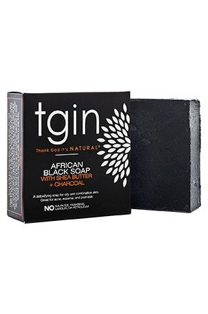 TGIN AFRICAN BLACK SOAP WITH SHEA BUTTER + CHARCOAL - 4 OZ