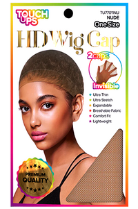 Thumbnail for HIDWig cap packaging with a model wearing the cap and product details on a white background.