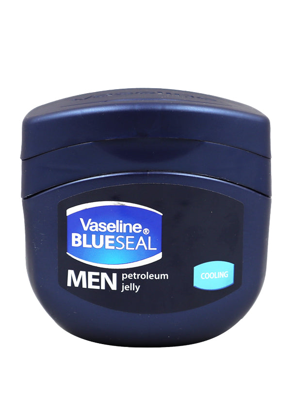 Vaseline Blueseal Men petroleum jelly container on a white background