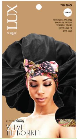 QFITT LUX JUMBO LUXURY SILKY VELVET TIE BONNET