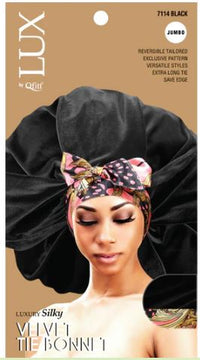 Thumbnail for QFITT LUX JUMBO LUXURY SILKY VELVET TIE BONNET