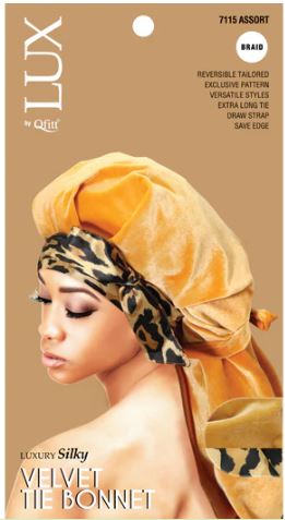 QFITT LUX BRAID LUXURY SILKY VELVET TIE BONNET