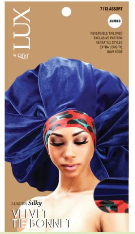 QFITT LUX JUMBO LUXURY SILKY VELVET TIE BONNET