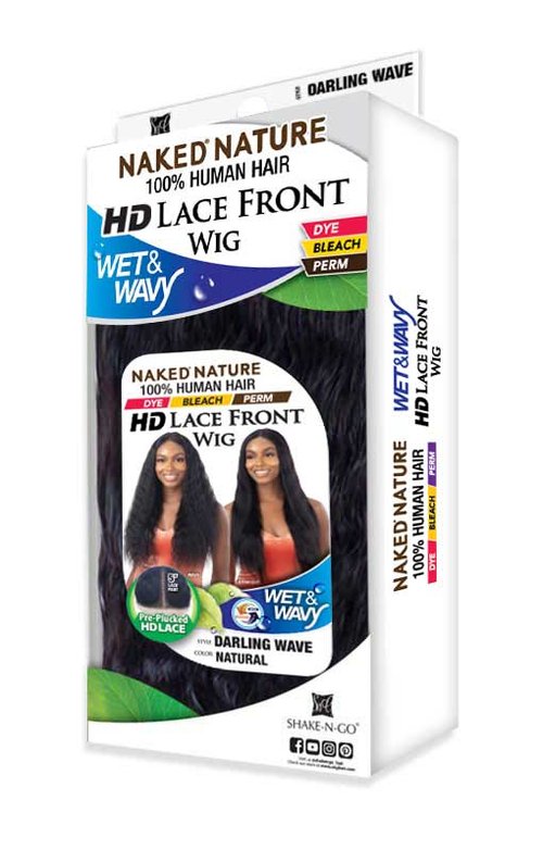 SHAKE N GO FREE TRESS  100% HUMAN HAIR LACE FRONT WIG WET & WAVY- DARLING WAVE, PACK