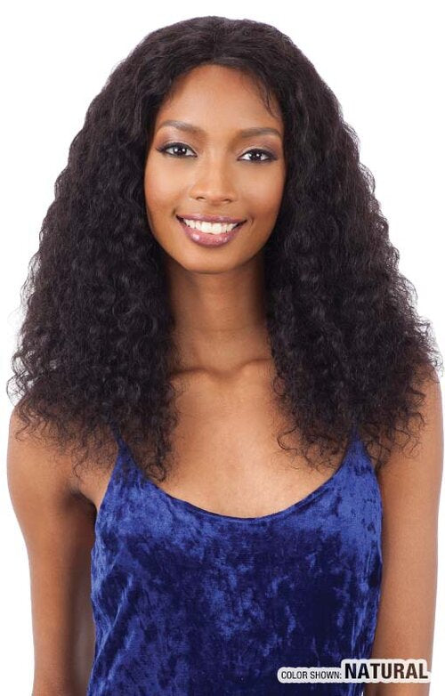 SHAKE N GO FREETRESS EQUAL BRAZILIAN 100% HUMAN HAIR LACE FRONT WET AND WAVY DEEP CURL, FRONT VIEW