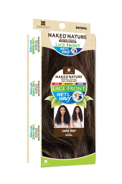 SHAKE N GO FREE TRESS  100% HUMAN HAIR LACE FRONT WIG WET & WAVY- LOOSE DEEP, PACK