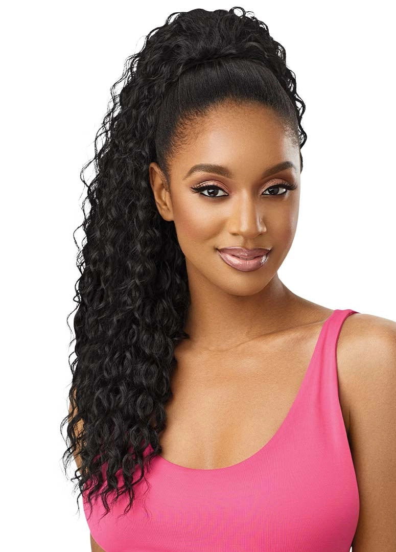 OUTRE PRETTY QUICK DRAWSTRING W&W - PONYTAIL DEEP CURL 24", FRONT