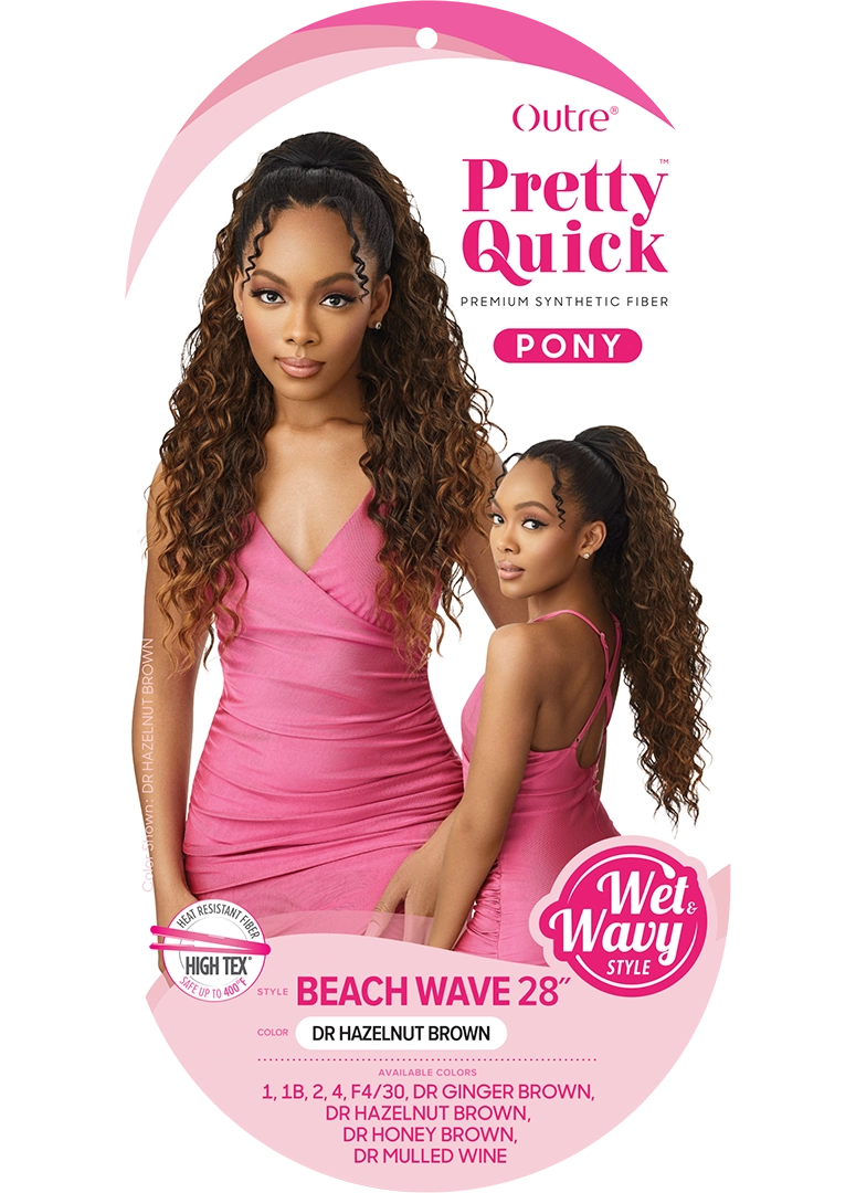 OUTRE PRETTY QUICK DRAWSTRING PONYTAIL W&W - BEACH WAVE 28"