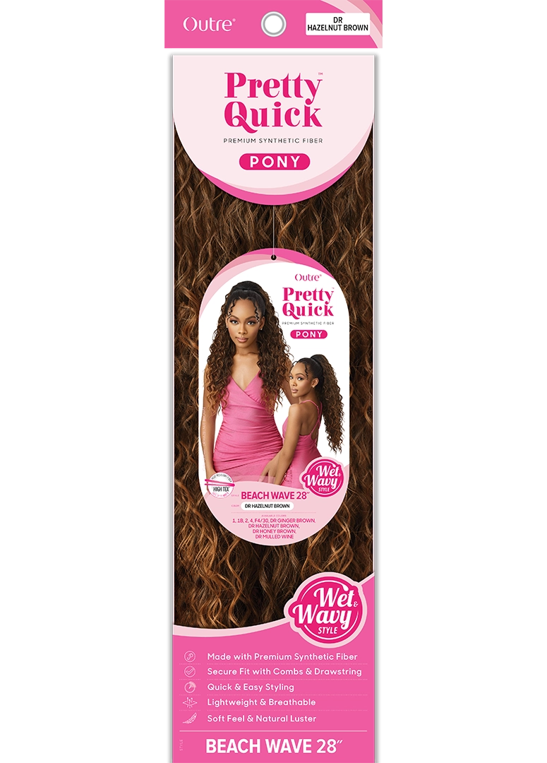 OUTRE PRETTY QUICK DRAWSTRING PONYTAIL W&W - BEACH WAVE 28"