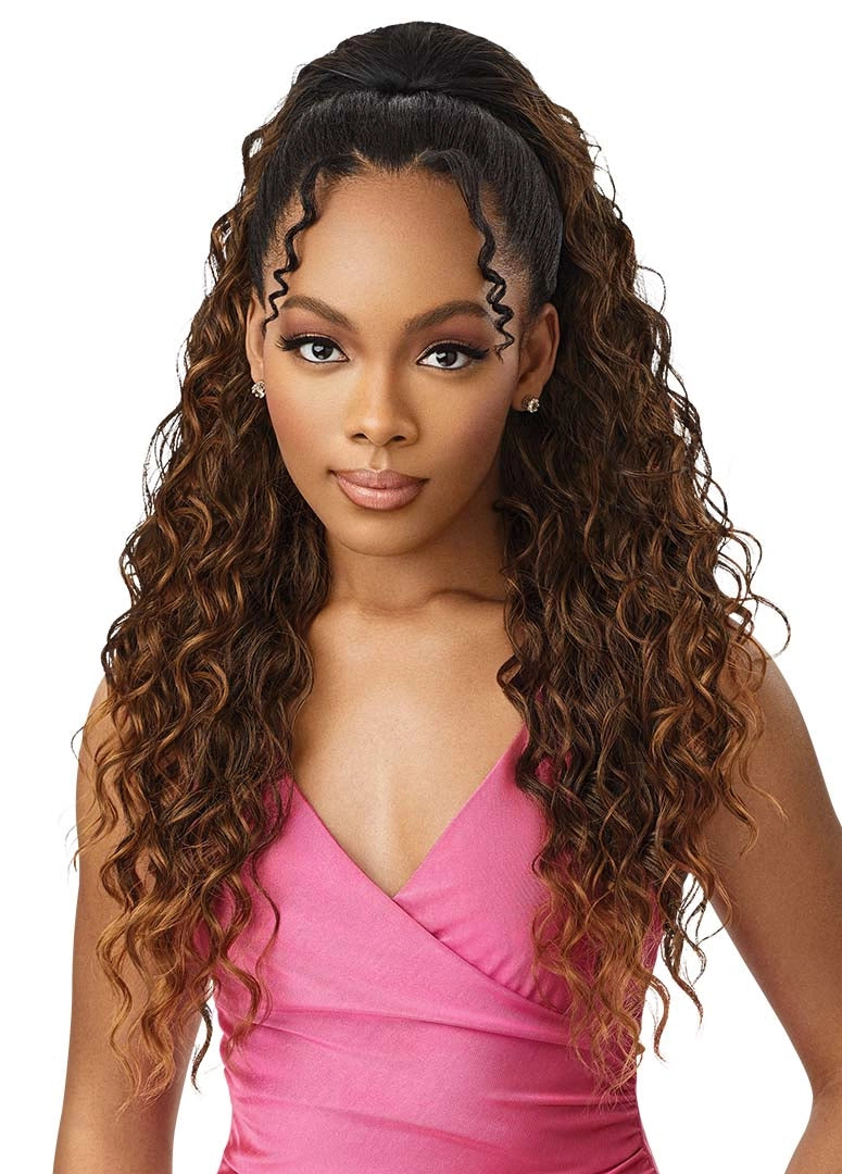 OUTRE PRETTY QUICK DRAWSTRING PONYTAIL W&W - BEACH WAVE 28"