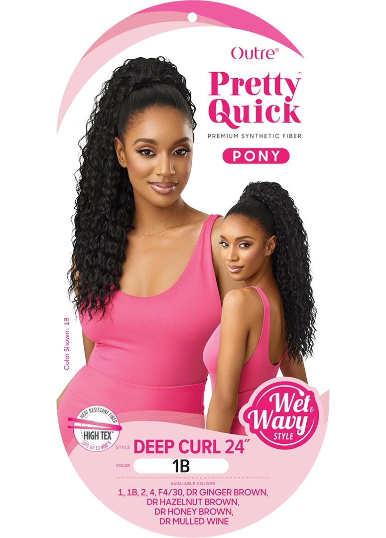 OUTRE PRETTY QUICK DRAWSTRING W&W - PONYTAIL DEEP CURL 24", LABEL