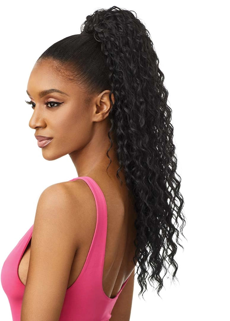 OUTRE PRETTY QUICK DRAWSTRING W&W - PONYTAIL DEEP CURL 24", SIDE