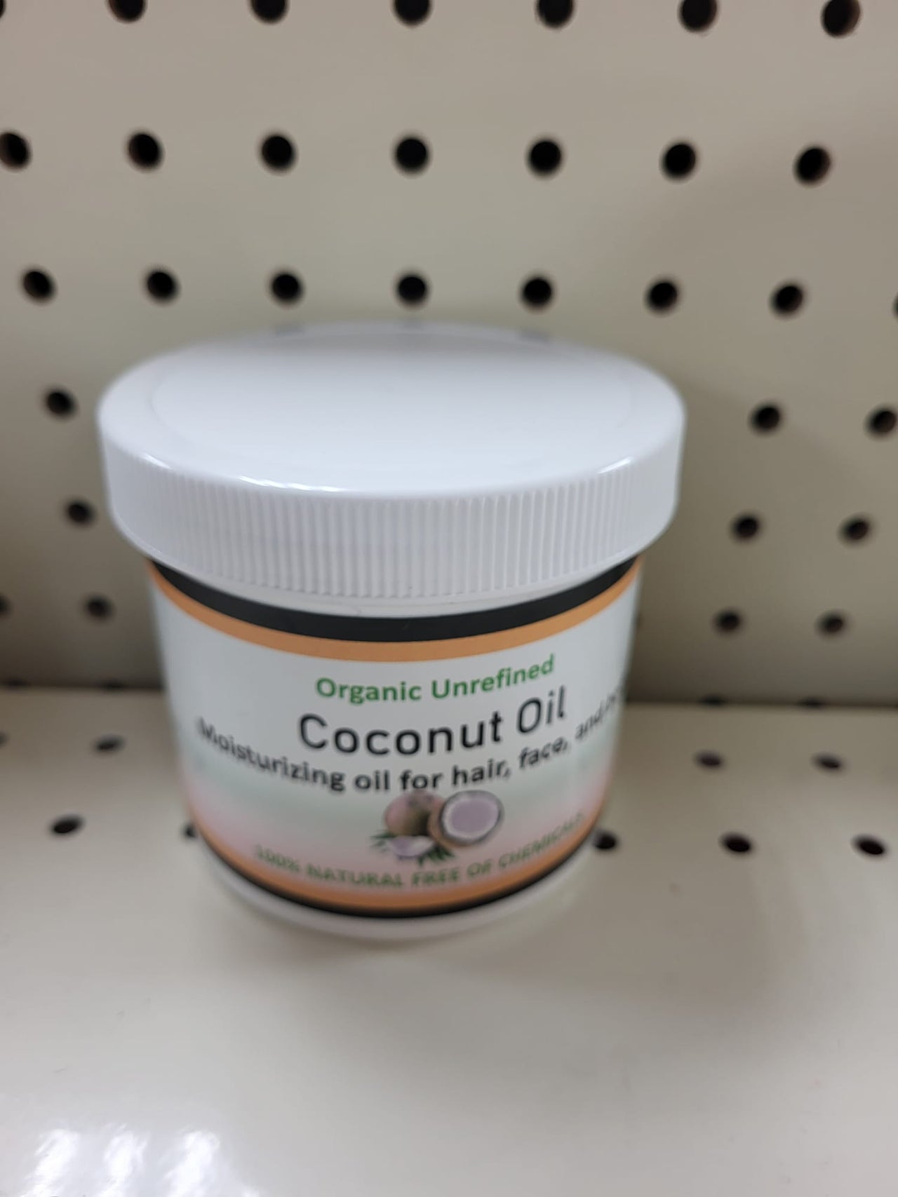 COCONUT OIL-ORGANIC UNREFINED 100% NATURAL&CHEMICAL FREE- 10 OZ, FRONTVIEW 2