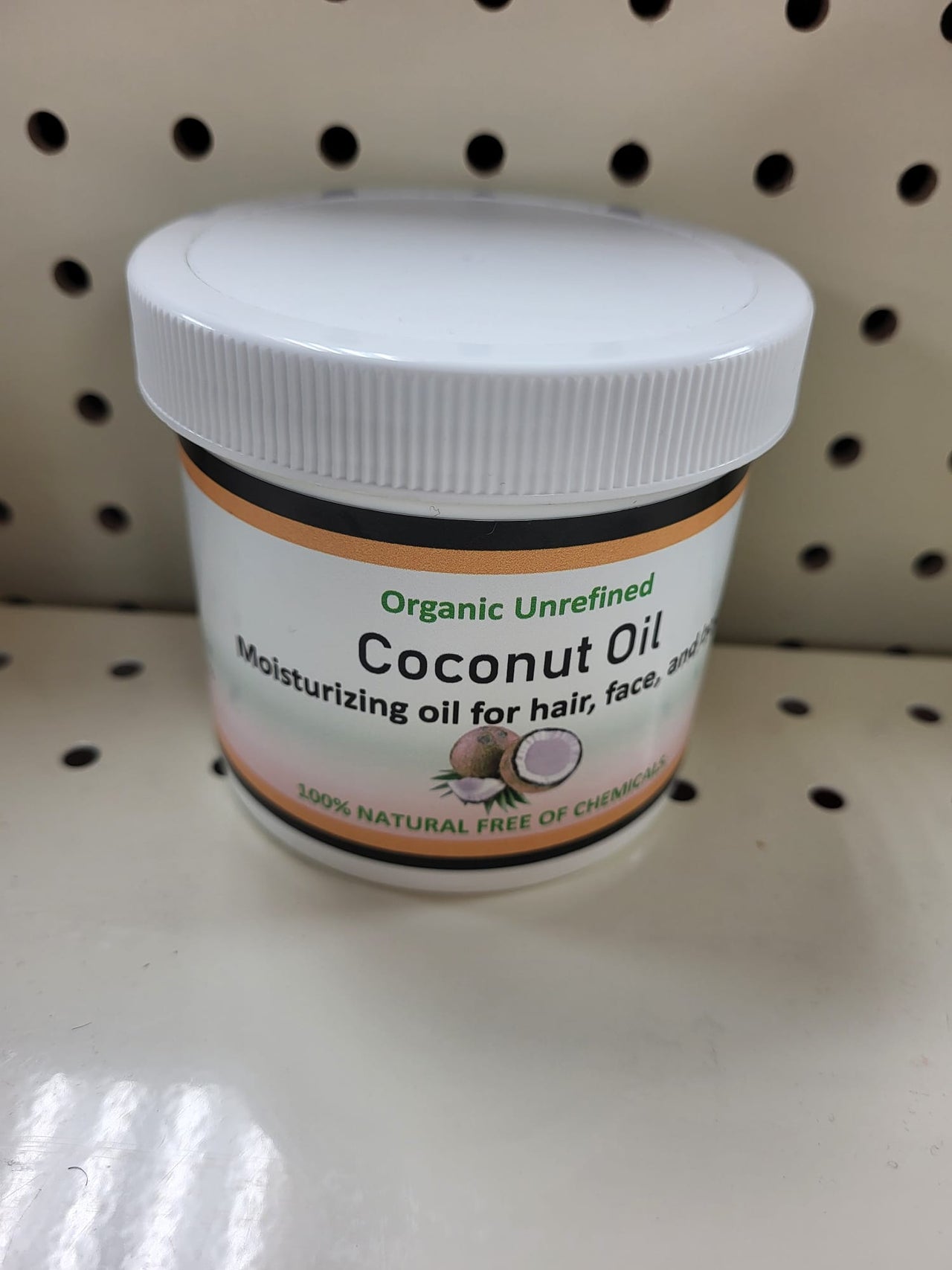 COCONUT OIL-ORGANIC UNREFINED 100% NATURAL&CHEMICAL FREE- 10 OZ, FRONT VIEW