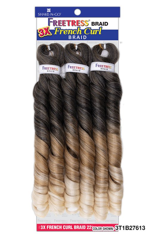 SHAKE N GO FREETRESS 3X FRENCH CURL BRAID 22", BOX VIEW