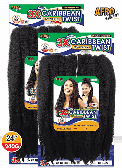 SENSUAL COLLECTION  KINKY BRAIDS AFRO SENS 3X CARIBBEAN TWIST24