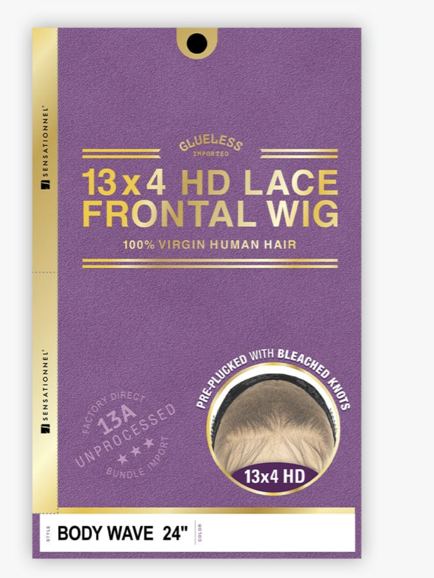 SENSATIONNEL 100% Virgin Human Hair 13A 13X4 HD Lace Frontal Wig- Body Wave 24"