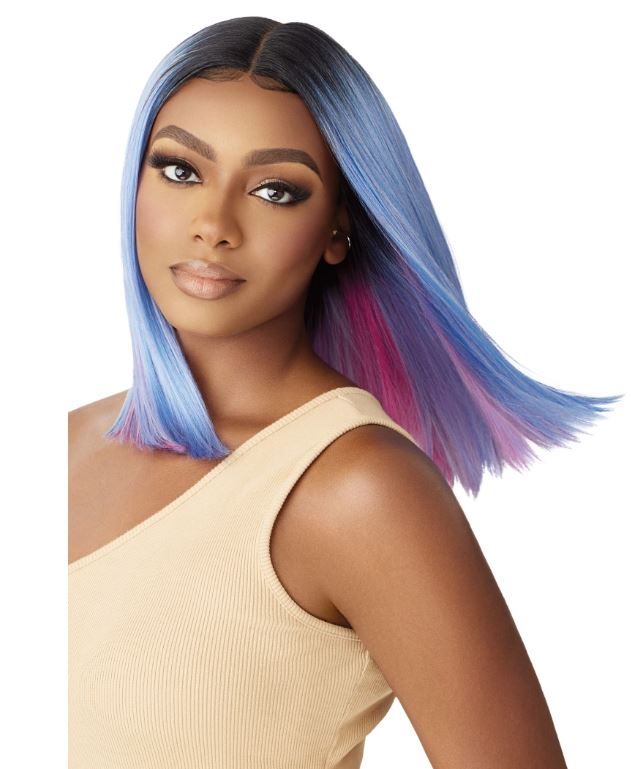 OUTRE LACE FRONT SYNTHETIC WIG - COLORBOMB - KIMIA, BLUE PINK