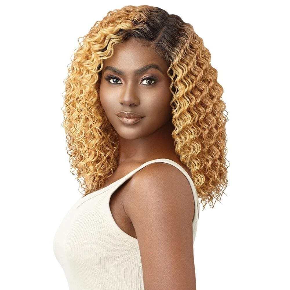 OUTRE SYNTHETIC HD LACE FRONT WIG - KAITLIN, SIDE VIEW OMBRE