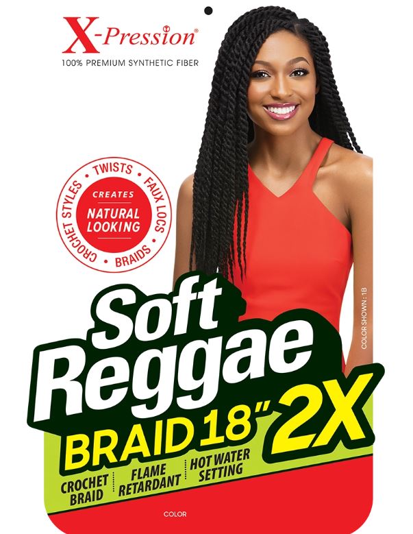 OUTRE X-PRESSION 2X SOFT REGGAE BRAIDING HAIR  18"- PACK