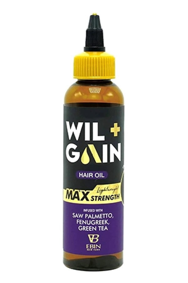 EBIN WIL +GAIN MAX STRENGTH HAIR OIL LIGHTWEIGHT SAW PALMETTO, FENUGREEK, GREEN TEA (4OZ)